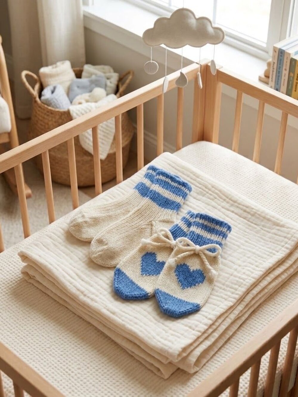 New Handknit in Canada Preemie Wool Hearts Socks and Mittens Model “Bavaria”